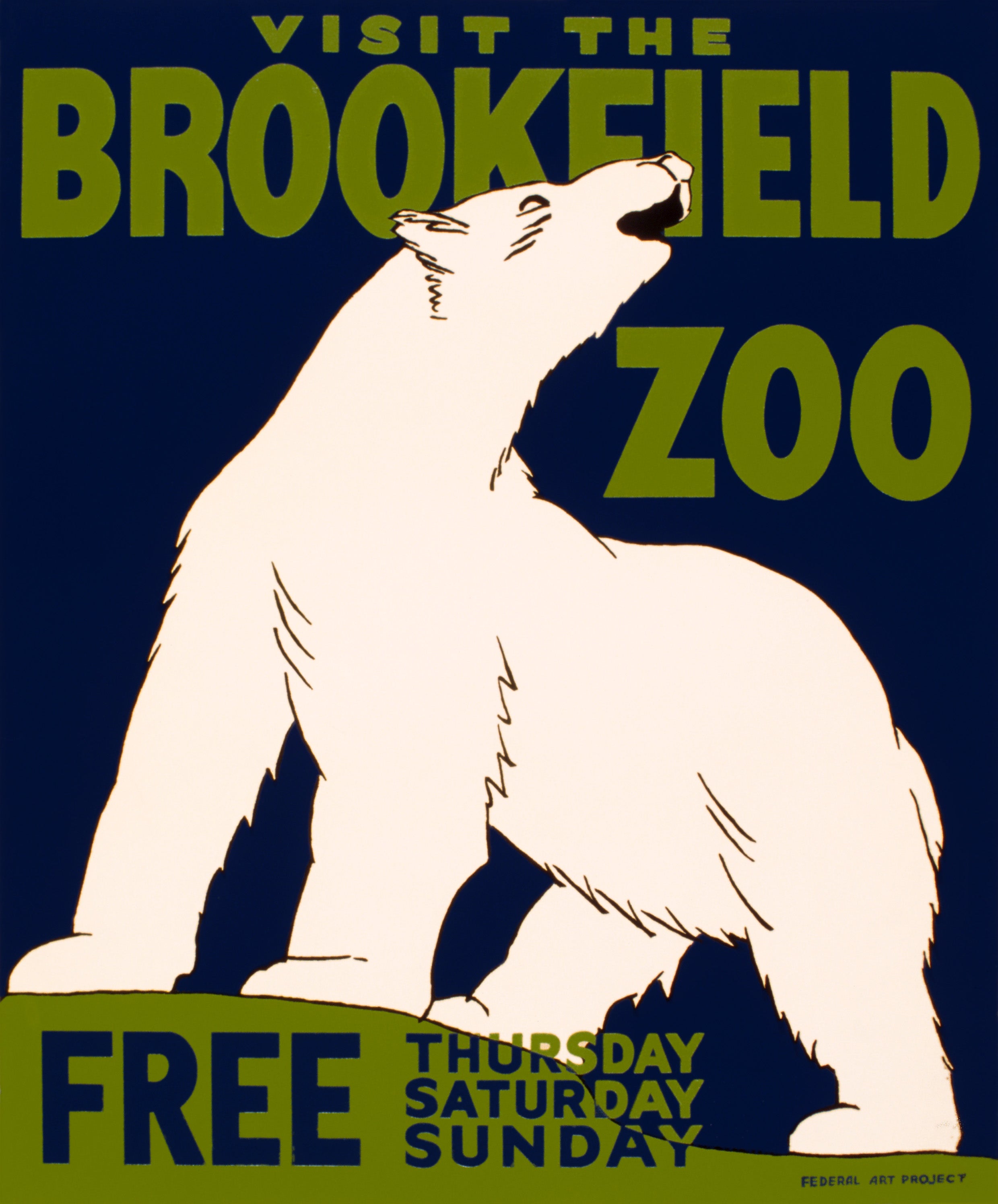 Visit the Brookfield Zoo Polar Bear Vintage Style 1930 Fine Art Print