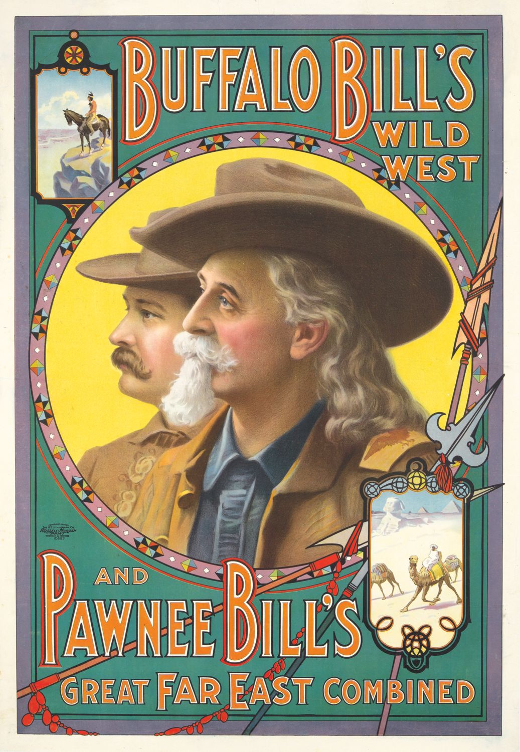 Buffalo Bill & Pawnee Bill Wild West Show Vintage Western 1908 Fine Art Print
