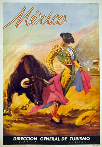 Mexico Bullfighter Vintage Style Travel Poster Print 1930 Fine Art Print