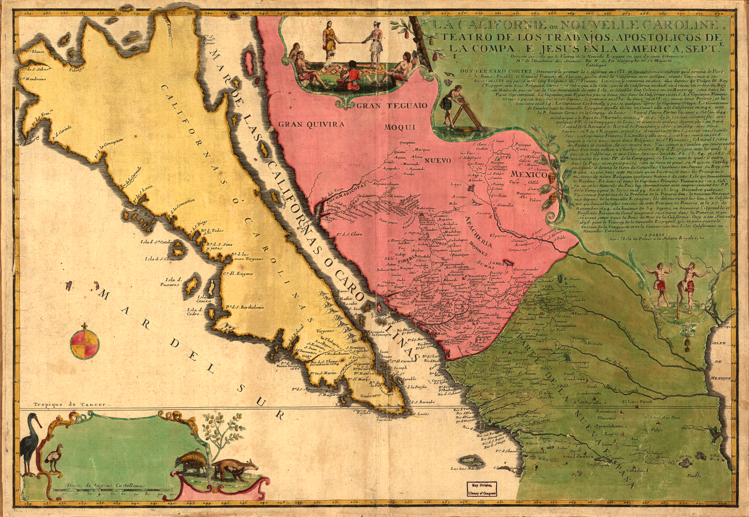 California & New Mexico Vintage Historical Southwest 1720 Fine Art Print