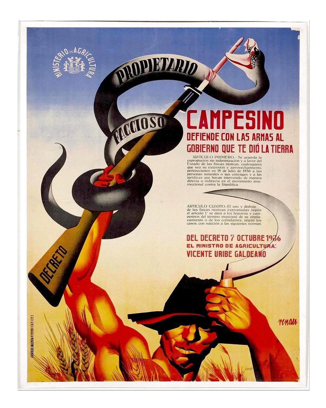 Campesino Spanish Civil War Vintage Propaganda Poster 1937 Fine Art Print