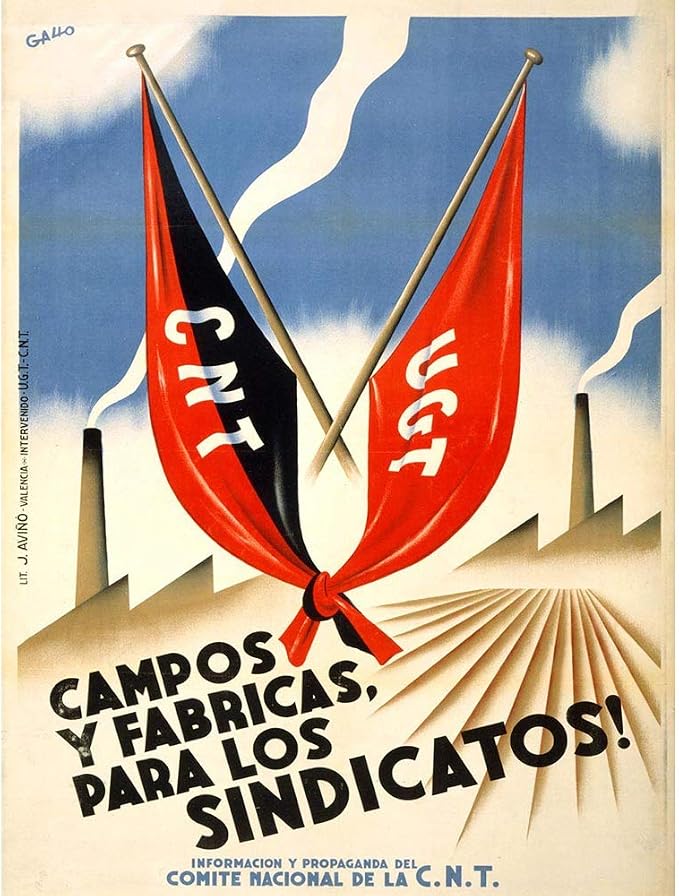 Campos y Fábricas, Para los Sindicatos! Spanish Civil War 1936 Fine Art Print