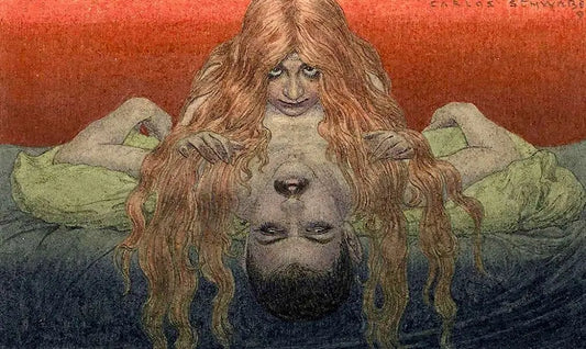 {{ product_title }} Fine Art Print | {{ product_vendor }} Jakero77 Carlos Schwabe - Chrysis Taking a Lover (1899) Fine Art Print Art Print  Jakero77