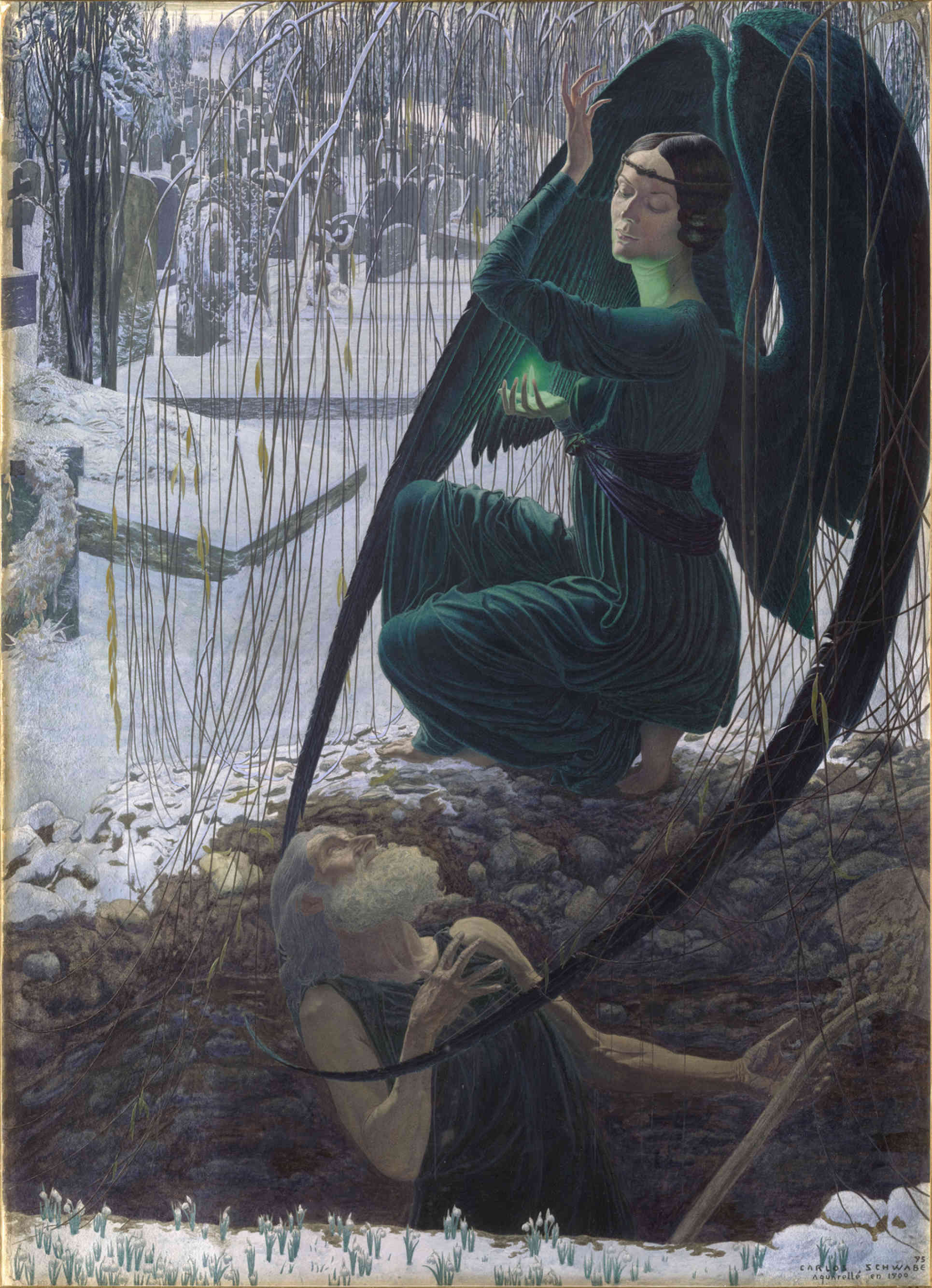{{ product_title }} Fine Art Print | {{ product_vendor }} Jakero77 Carlos Schwabe - Death and the Gravedigger (1895) Fine Art Print Art Print  Jakero77