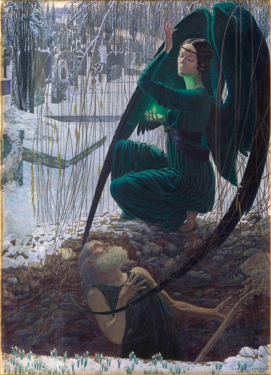 {{ product_title }} Fine Art Print | {{ product_vendor }} Jakero77 Carlos Schwabe - Death and the Gravedigger (1895) Fine Art Print Art Print  Jakero77