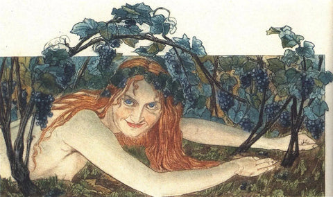 {{ product_title }} Fine Art Print | {{ product_vendor }} Jakero77 Carlos Schwabe - Les Fleurs du Mal ame du Vin (1900) Nude Redhead Fine Art Print Art Print  Jakero77