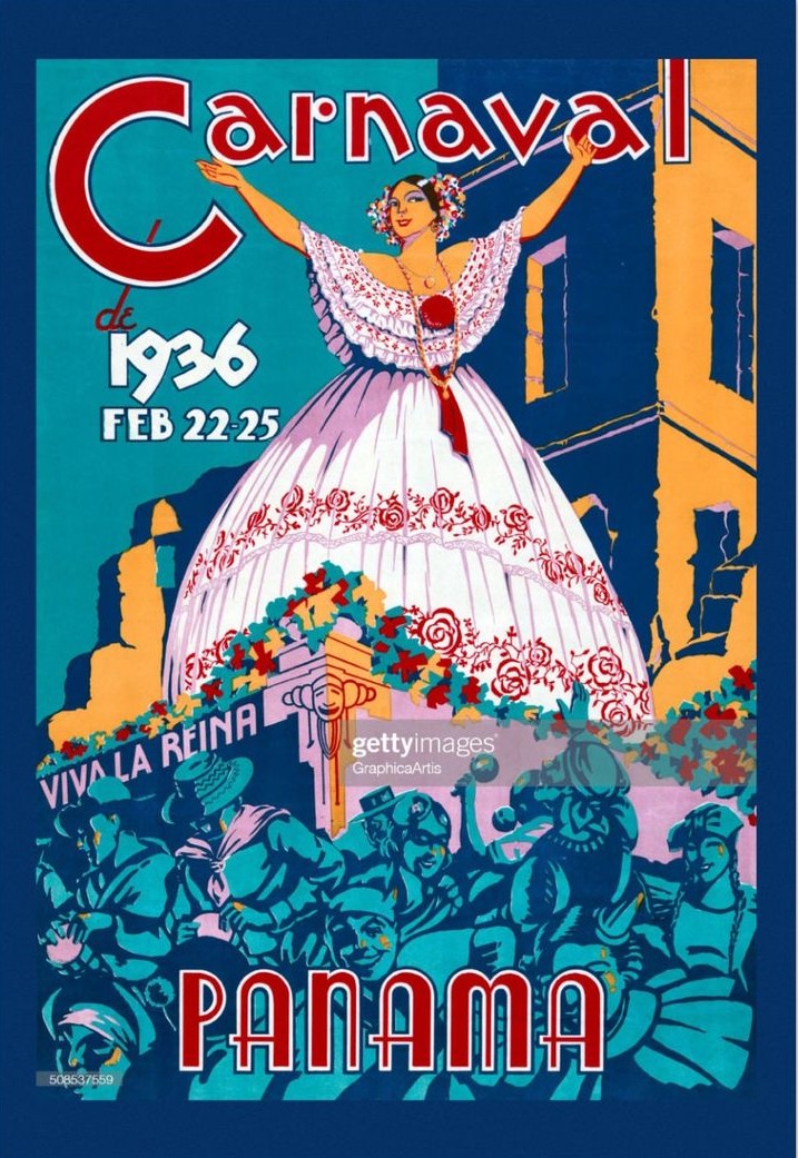 Carnaval! Panama Viva La Reina Vintage Style Travel 1936 Fine Art Print