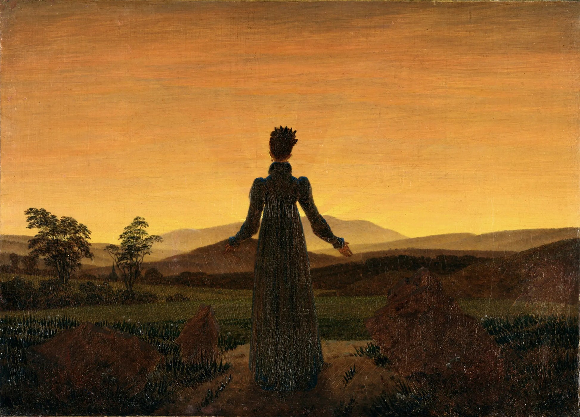 {{ product_title }} Fine Art Print | {{ product_vendor }} Jakero77 Caspar David Friedrich - Woman Before Rising Sun (1818) Fine Art Print Art Print  Jakero77