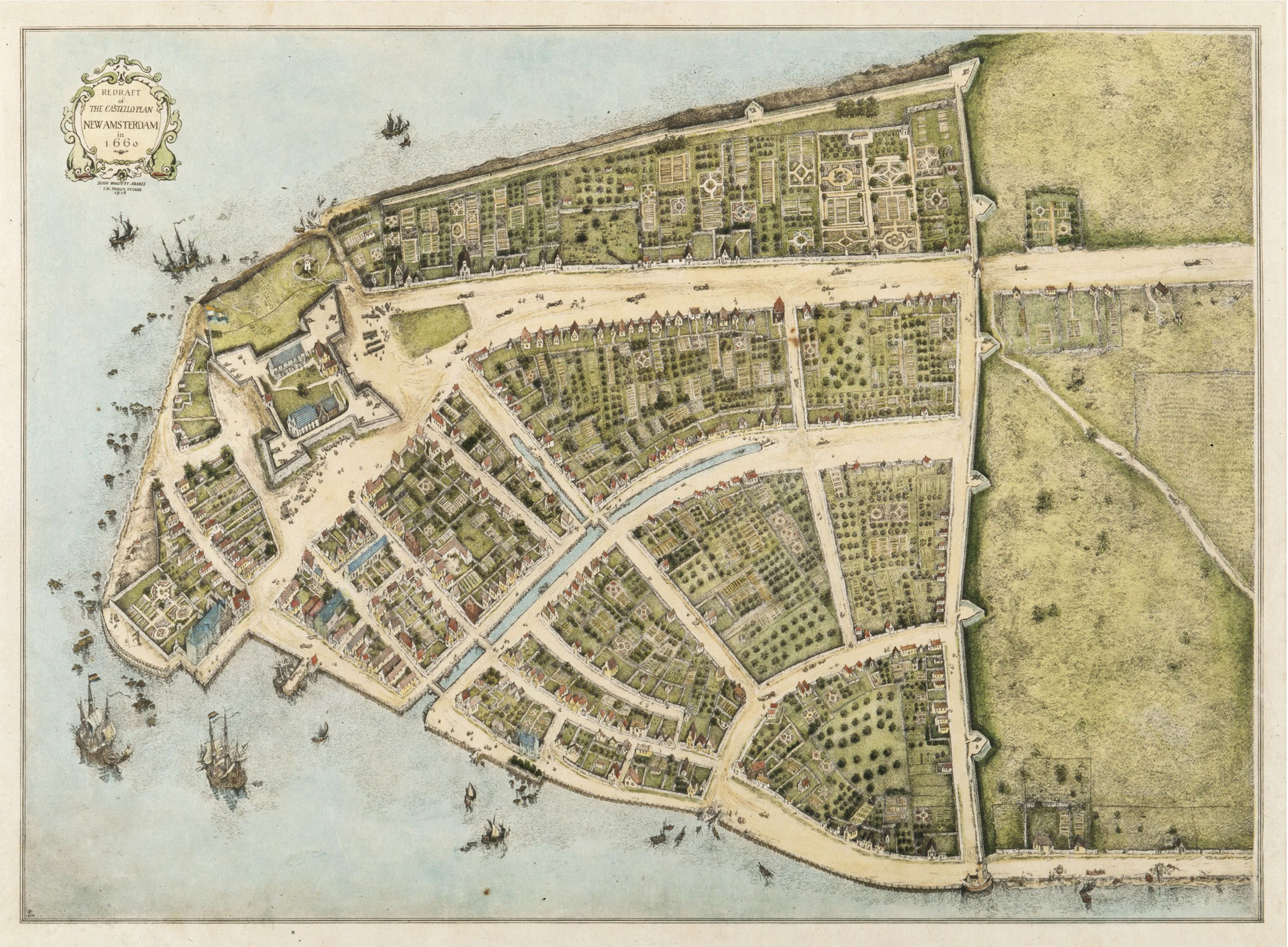 Castello Plan of New Amsterdam Historic Map Print 1660 Fine Art Print