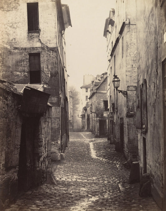 {{ product_title }} Fine Art Print | {{ product_vendor }} Jakero77 Charles Marville -  Rue Traversine (from the Rue d'Arras) 1868 Fine Art Print Art Print  Jakero77