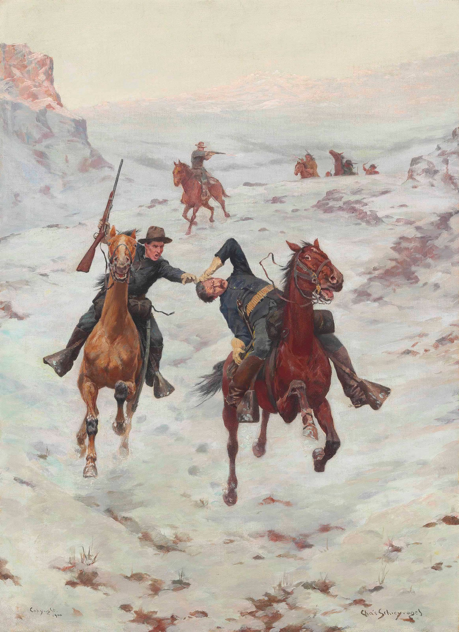 {{ product_title }} Fine Art Print | {{ product_vendor }} Jakero77 Charles Schreyvogel - Dispatch Bearers (1900) Soldiers on Horseback Fine Art Print Art Print  Jakero77