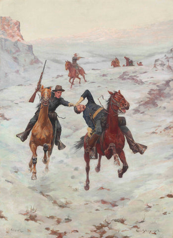 {{ product_title }} Fine Art Print | {{ product_vendor }} Jakero77 Charles Schreyvogel - Dispatch Bearers (1900) Soldiers on Horseback Fine Art Print Art Print  Jakero77