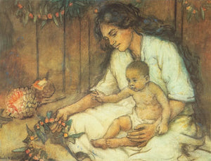 {{ product_title }} Fine Art Print | {{ product_vendor }} Jakero77 Charles W. Bartlett - Hawaiian Mother and Child (1920s) Fine Art Print Art Print  Jakero77