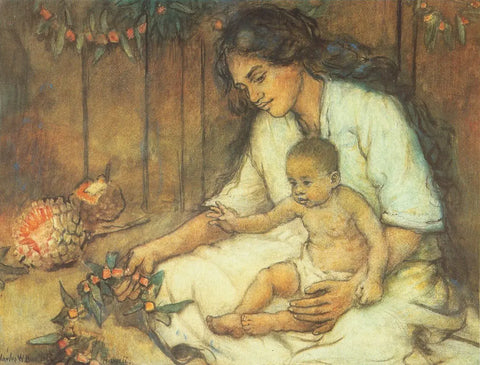 {{ product_title }} Fine Art Print | {{ product_vendor }} Jakero77 Charles W. Bartlett - Hawaiian Mother and Child (1920s) Fine Art Print Art Print  Jakero77