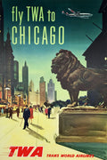 Fly TWA Chicago Vintage Airline Travel Poster 1960 Fine Art Print
