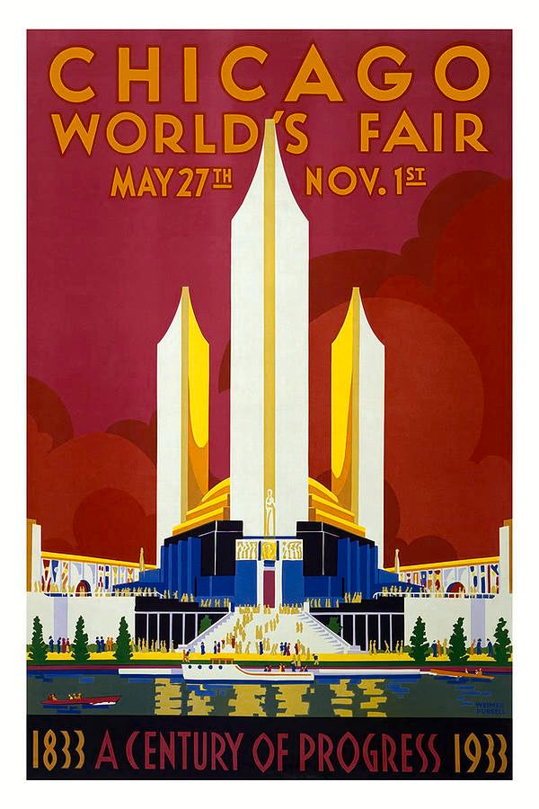 Chicago World's Fair Vintage Travel Poster Print 1933 Fine Art Print