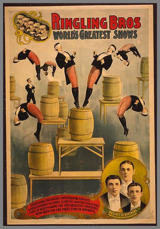 Ringling Bros. Raschetta Brothers Acrobatic Act 1901 Fine Art Print