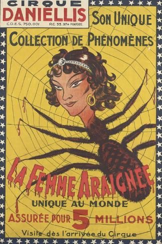 Cirque Daniellis Spider Woman Vintage Style 1920 Fine Art Print