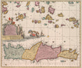 Crete & Aegean Islands Historic Map Print Antique 1680 Fine Art Print