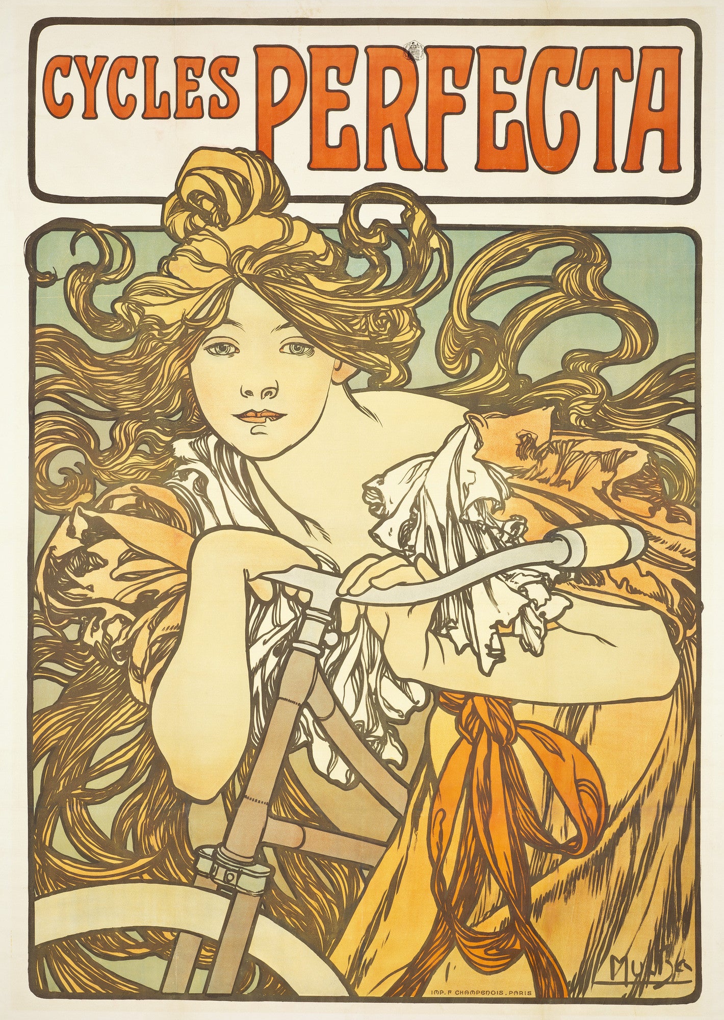 Cycles Perfecta Alphonse Mucha Art Nouveau Bicycle 1897 Fine Art Print
