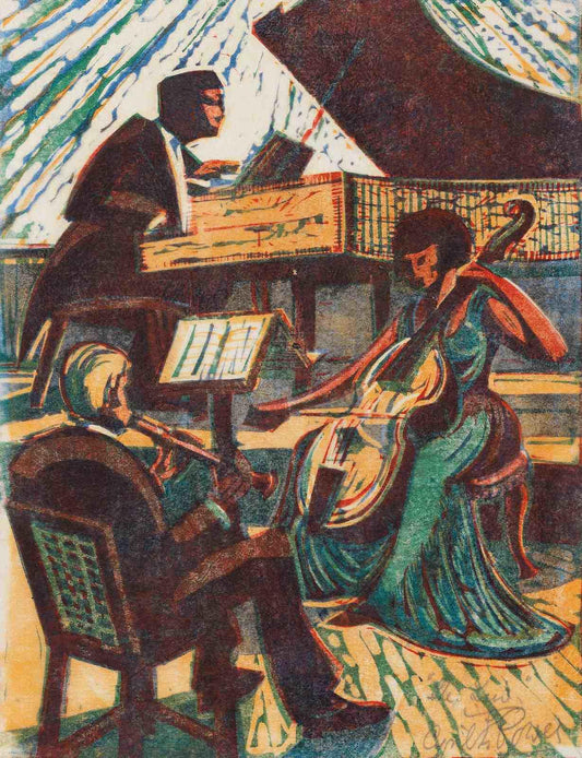 {{ product_title }} Fine Art Print | {{ product_vendor }} Jakero77 Cyril Edward Power - Trio of Musicians (circa 1936) - 17" x 22" Fine Art Print Art Print  Jakero77