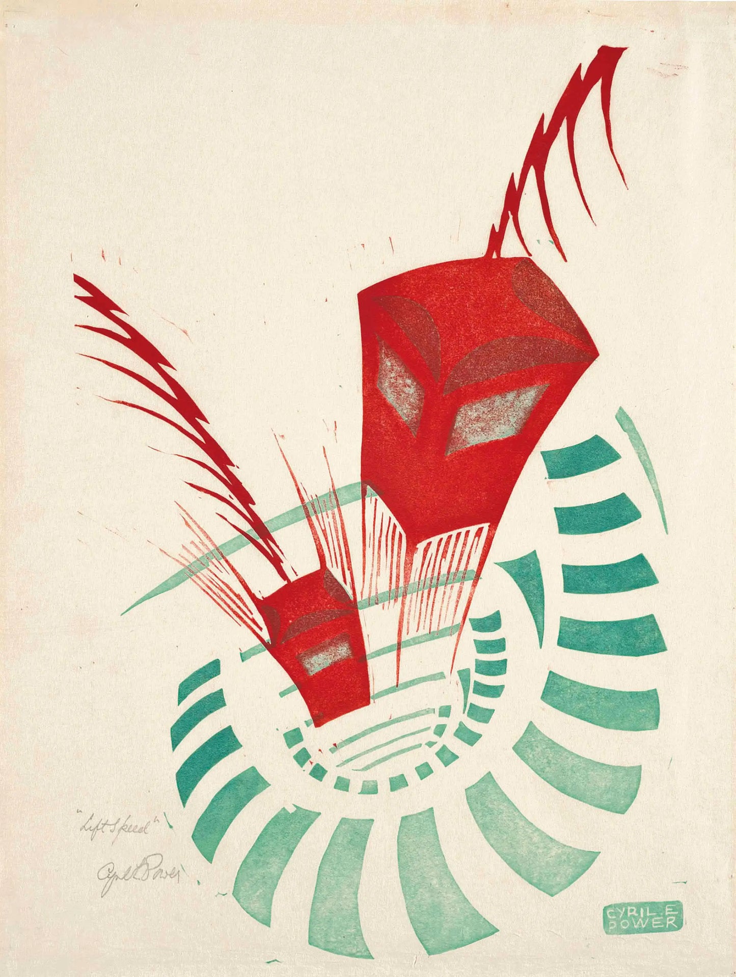 {{ product_title }} Fine Art Print | {{ product_vendor }} Jakero77 Cyril Power - Light Speed, Lifts (1930) - 17" x 22" Fine Art Print Art Print  Jakero77