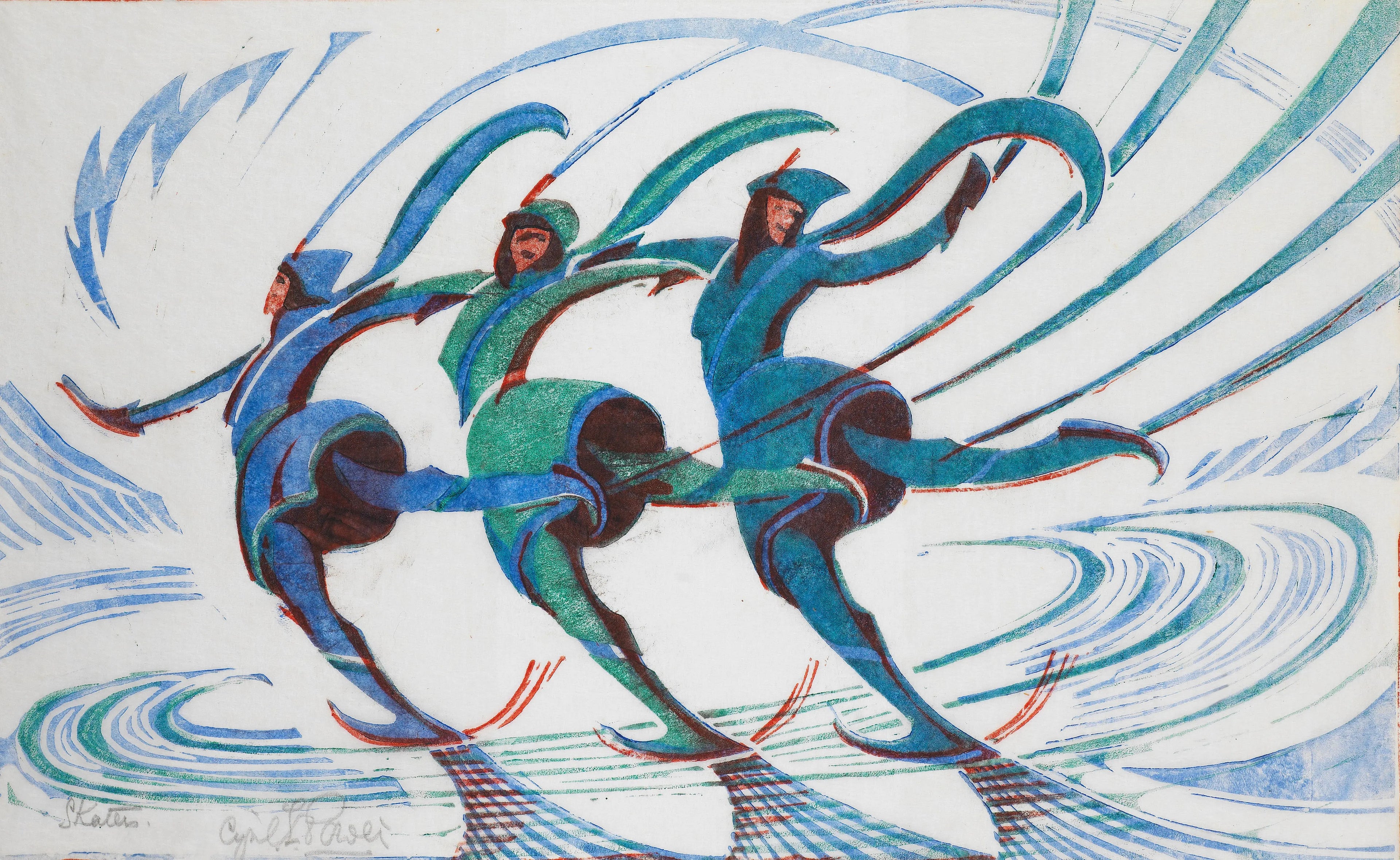 {{ product_title }} Fine Art Print | {{ product_vendor }} Jakero77 Cyril Power - Skaters (circa 1932) - 17" x 22" Fine Art Print Art Print  Jakero77