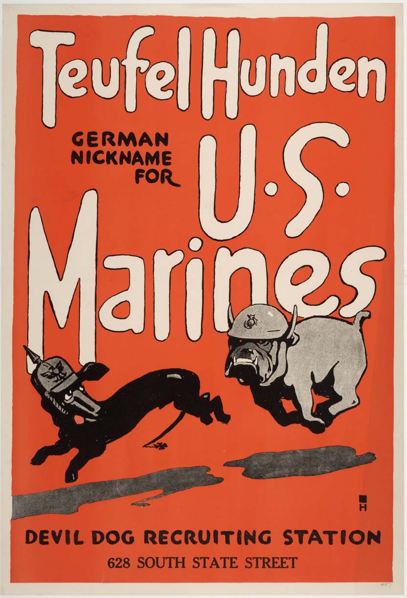 Devil Dog U.S. Marines WWI Military Recruiting Vintage 1917 Fine Art Print