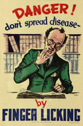 Disease Spreads by Finger Licking Vintage Health Poster 1950 Fine Art Print