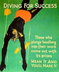 Diving For Success Vintage Workplace Motivational Poster 1920 Fine Art Print
