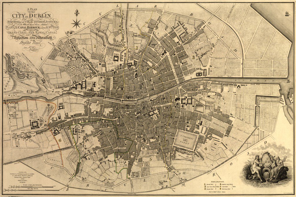Dublin Ireland City Plan Map Poster Vintage 1797 Fine Art Print