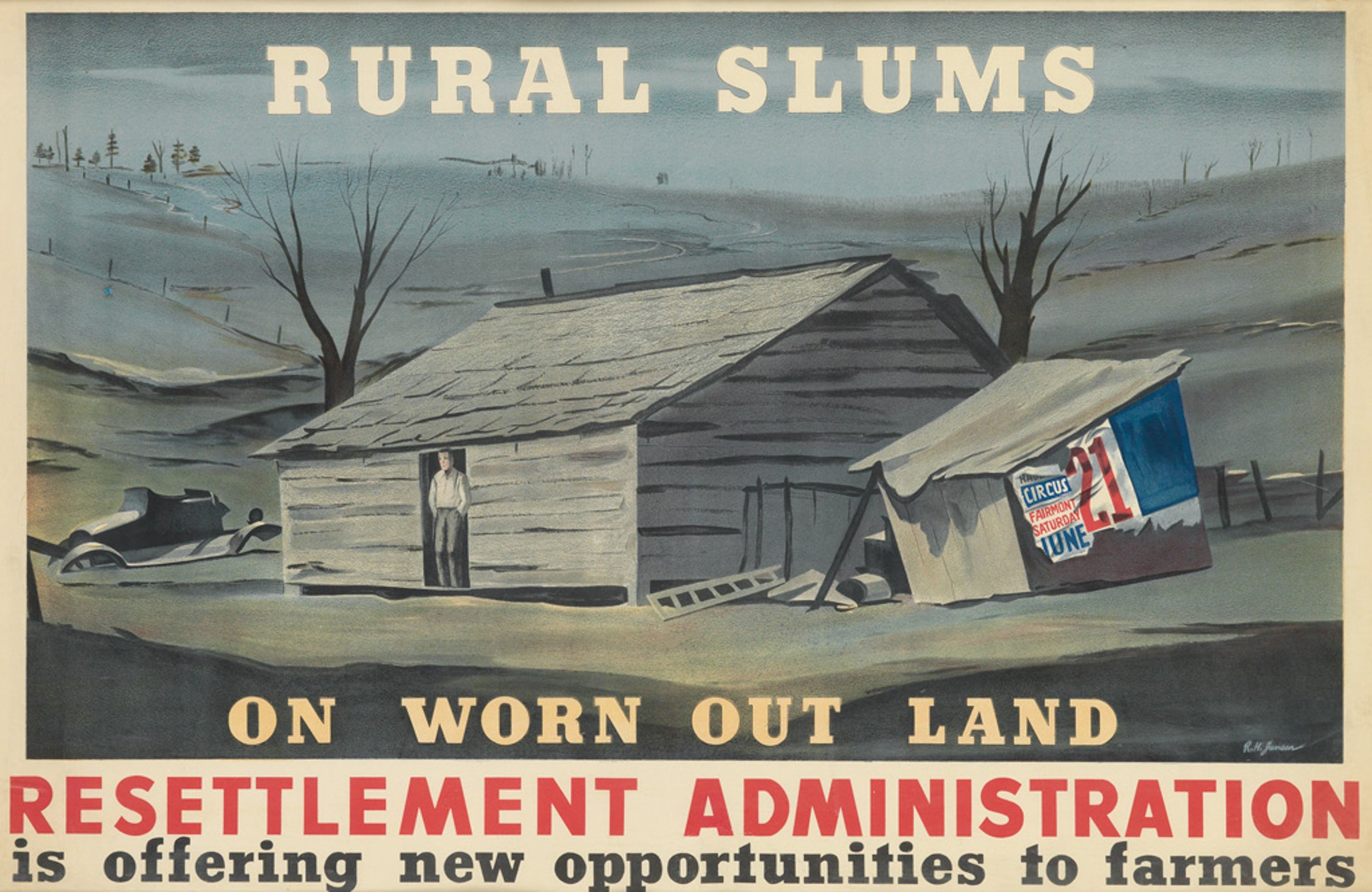 Dust Bowl Rural Slums Resettlement Vintage Poster 1936 Fine Art Print