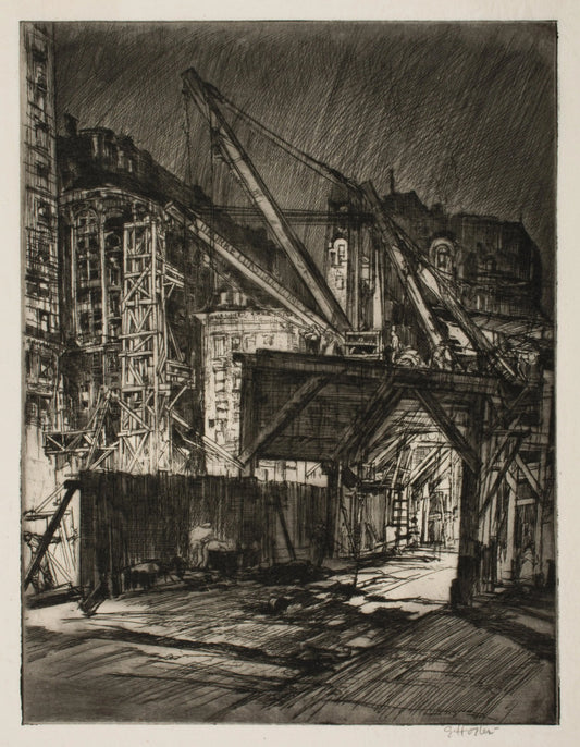 {{ product_title }} Fine Art Print | {{ product_vendor }} Jakero77 Earl Horter - Building the Equitable Excavatioin (1913) Fine Art Print Art Print  Jakero77