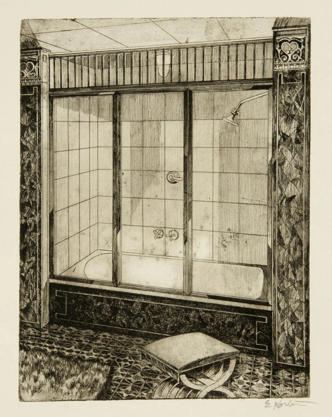 {{ product_title }} Fine Art Print | {{ product_vendor }} Jakero77 Earl Horter - Enclosed Bath (1920s) Fine Art Print Art Print  Jakero77