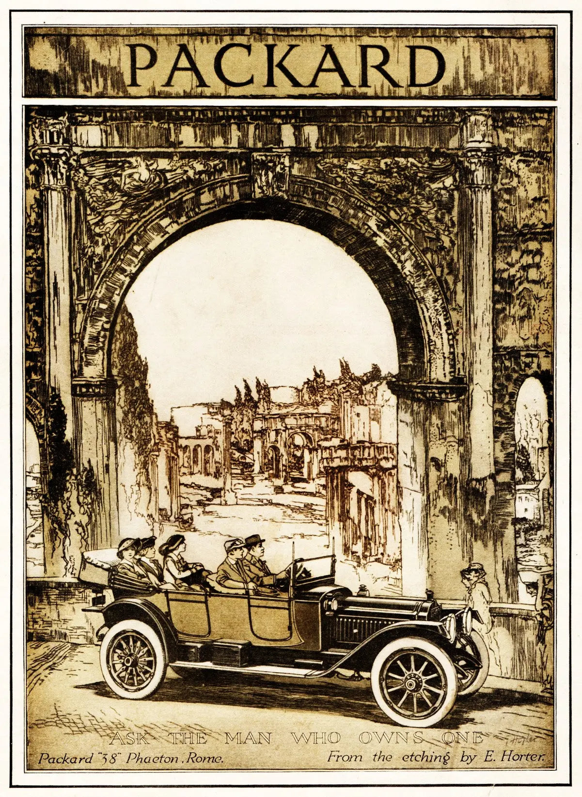 {{ product_title }} Fine Art Print | {{ product_vendor }} Jakero77 Earl Horter - Packard 38 Phaeton Rome Advertisement (1913) Fine Art Print Art Print  Jakero77