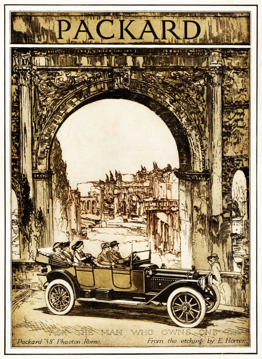 {{ product_title }} Fine Art Print | {{ product_vendor }} Jakero77 Earl Horter - Packard 38 Phaeton Rome Advertisement (1913) Fine Art Print Art Print  Jakero77
