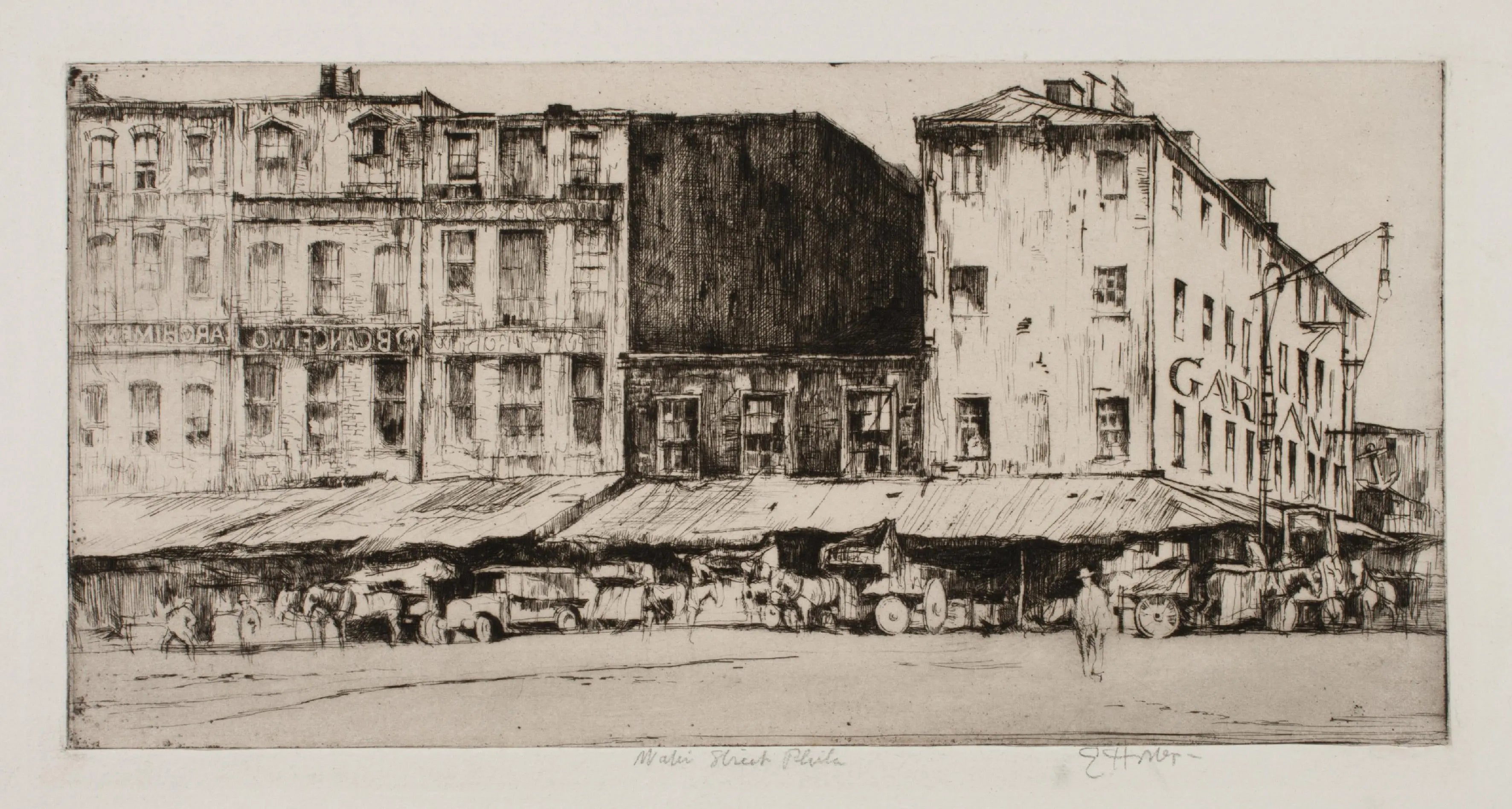 {{ product_title }} Fine Art Print | {{ product_vendor }} Jakero77 Earl Horter - Water Street Philadelphia (1919) Fine Art Print Art Print  Jakero77