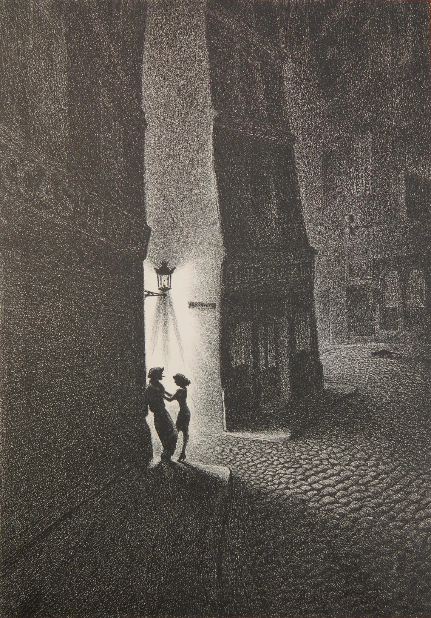 {{ product_title }} Fine Art Print | {{ product_vendor }} Jakero77 Ellison Hoover - Montmartre Paris Street Romance (1920) - 17"x22" Fine Art Print Art Print  Jakero77