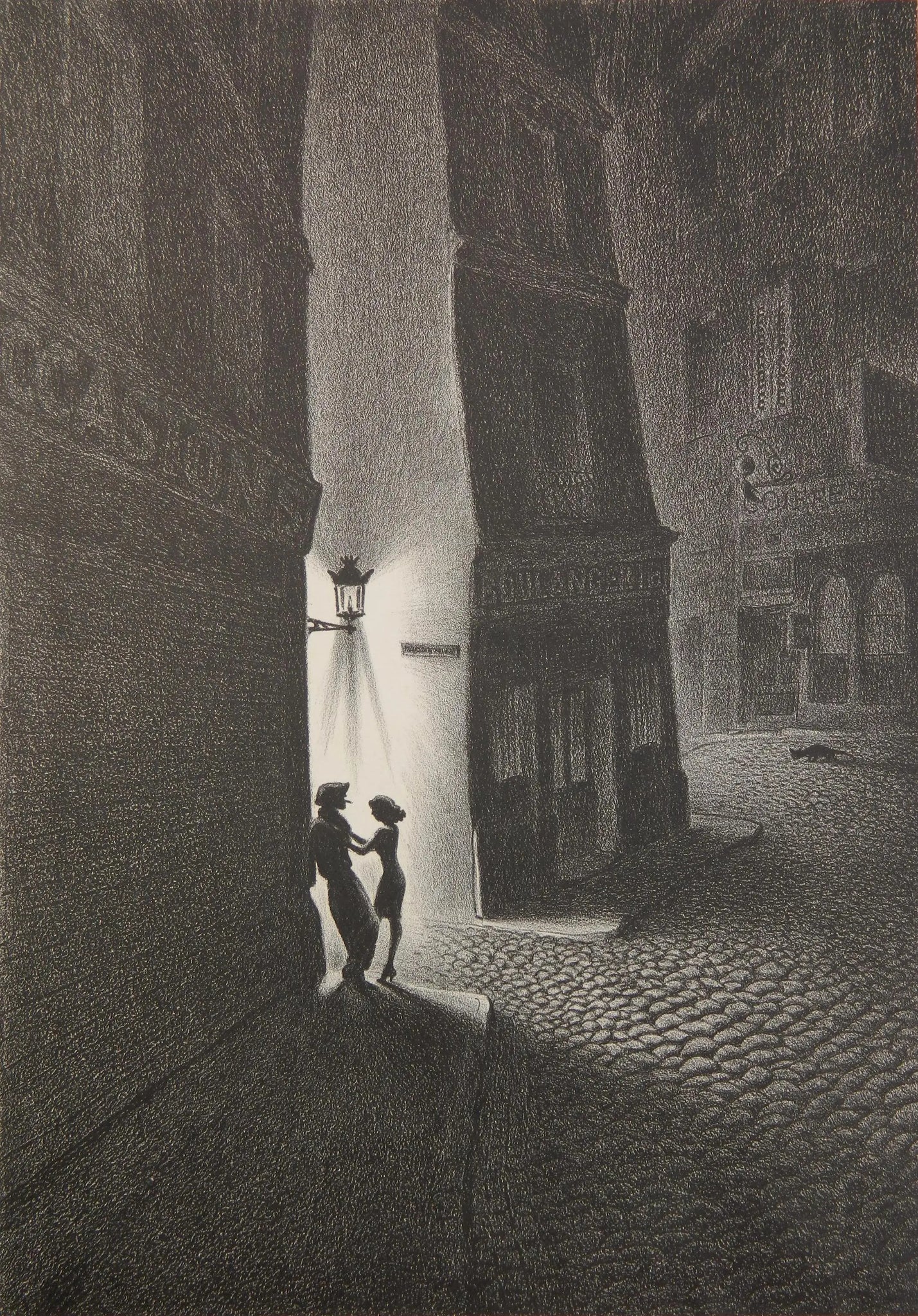 {{ product_title }} Fine Art Print | {{ product_vendor }} Jakero77 Ellison Hoover - Montmartre Paris Street Romance (1920) - 17"x22" Fine Art Print Art Print  Jakero77