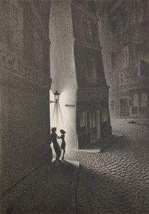 {{ product_title }} Fine Art Print | {{ product_vendor }} Jakero77 Ellison Hoover - Montmartre Paris Street Romance (1920) - 17"x22" Fine Art Print Art Print  Jakero77