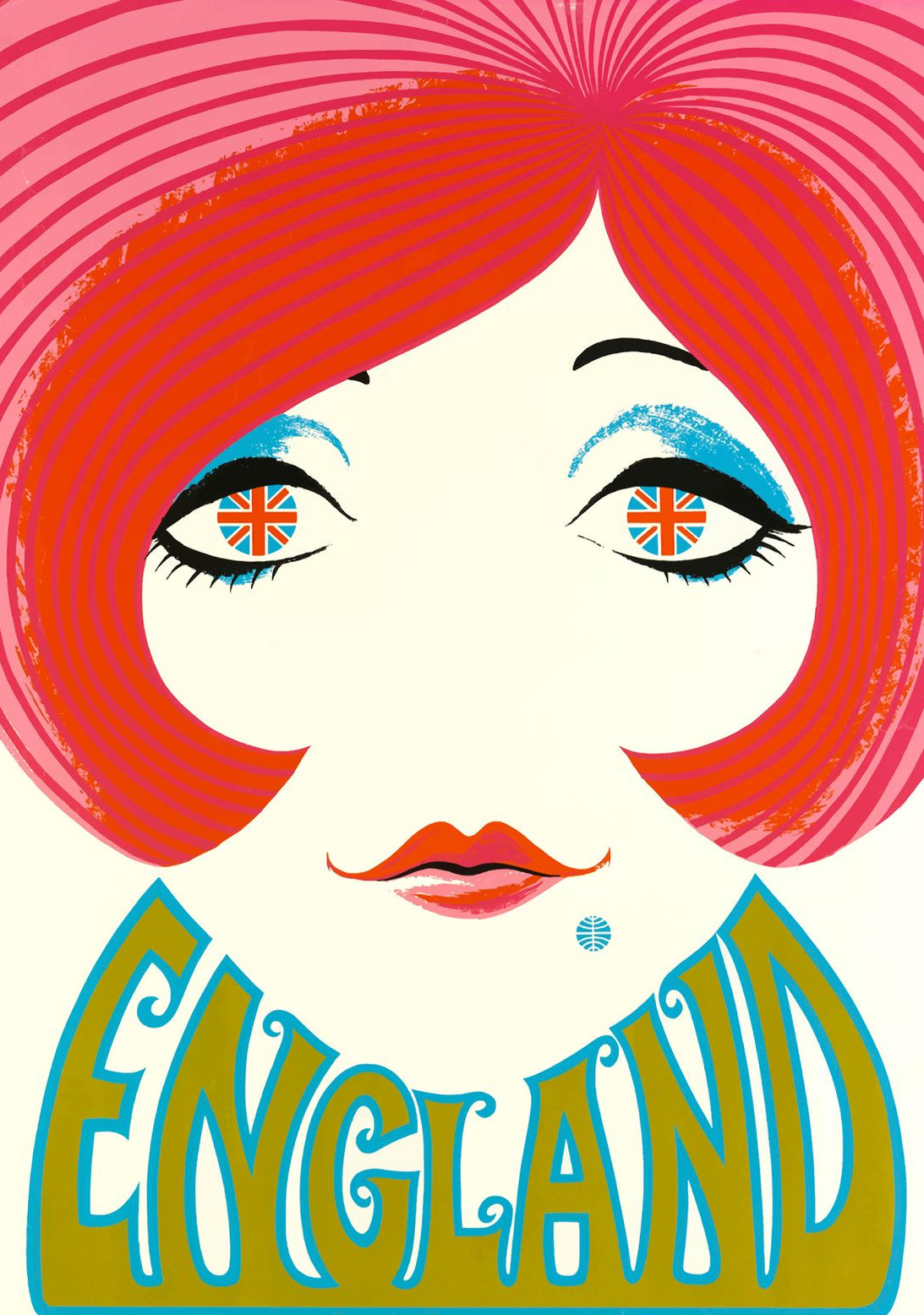 England Hip Girl Vintage Style Travel Poster Print 1960 Fine Art Print