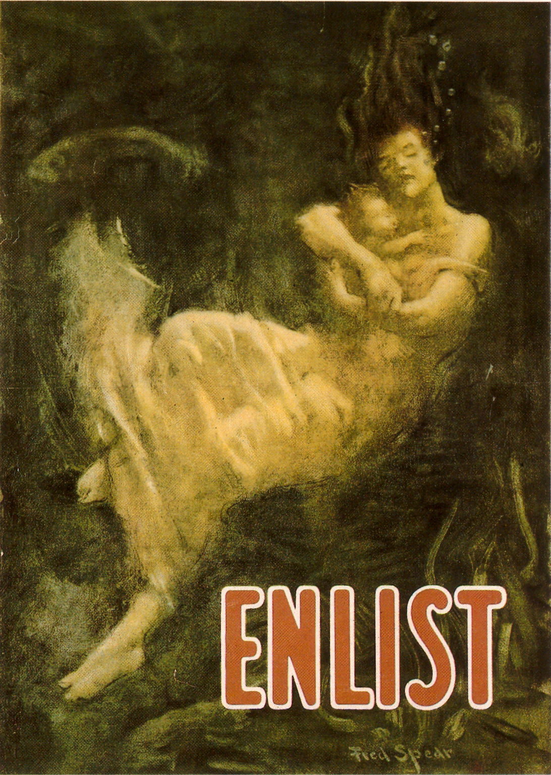 Enlist Fred Spear Lusitania WWI Military Poster 1915 Fine Art Print