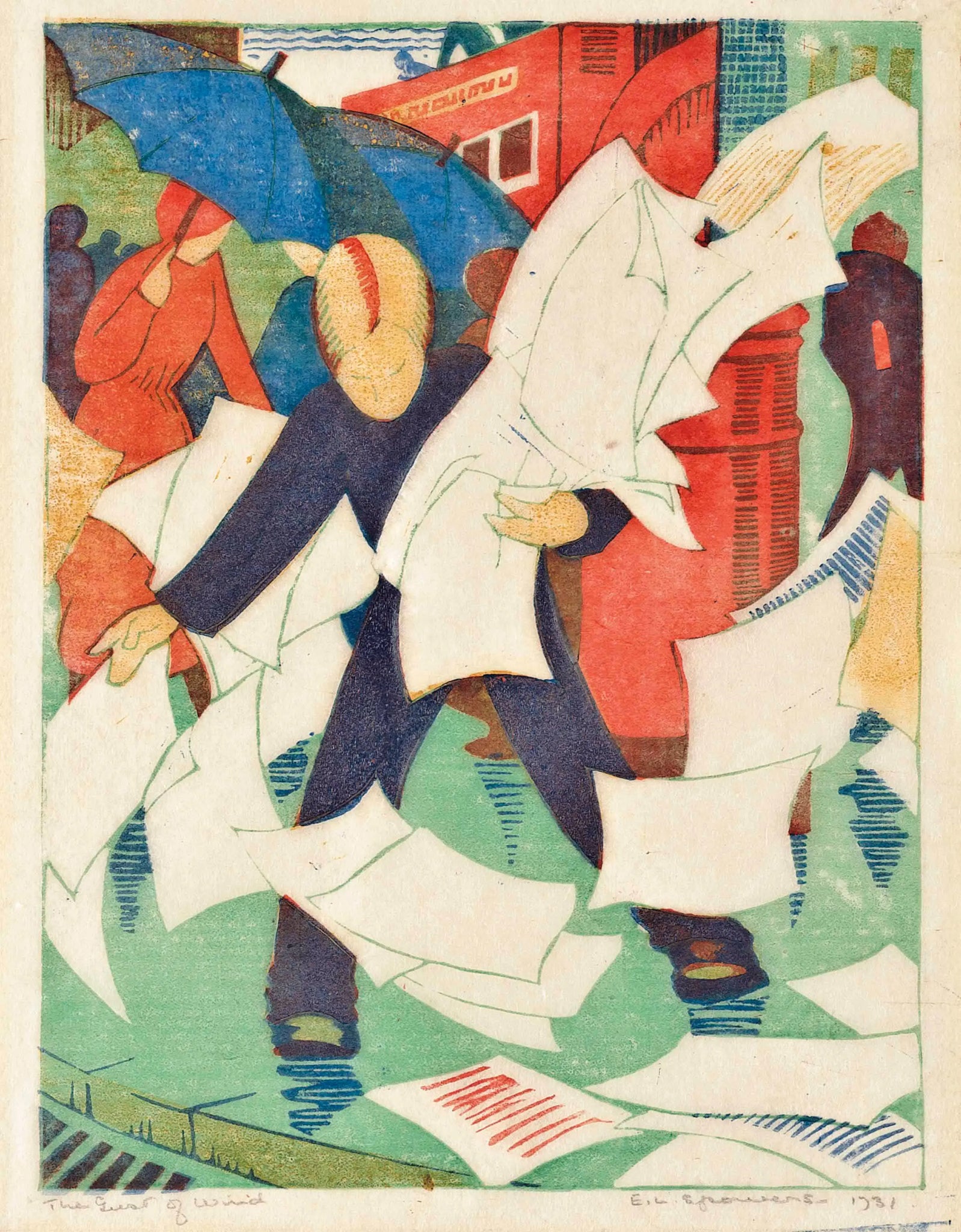 {{ product_title }} Fine Art Print | {{ product_vendor }} Jakero77 Ethel Spowers - The Gust of Wind (1931) - 17" x 22" Fine Art Print Art Print  Jakero77