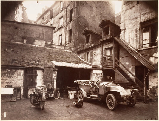 {{ product_title }} Fine Art Print | {{ product_vendor }} Jakero77 Eugene Atget - Back Alley Mechanic Shop Valence France (1922) Fine Art Print Art Print  Jakero77