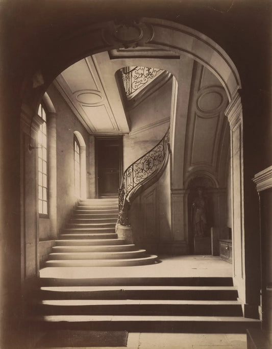{{ product_title }} Fine Art Print | {{ product_vendor }} Jakero77 Eugene Atget - Hôtel du Marquis de Lagrange (1901) Staircase Fine Art Print Art Print  Jakero77