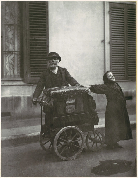 {{ product_title }} Fine Art Print | {{ product_vendor }} Jakero77 Eugene Atget - Street Musicians (1898) Organ Grinder Fine Art Print Art Print  Jakero77
