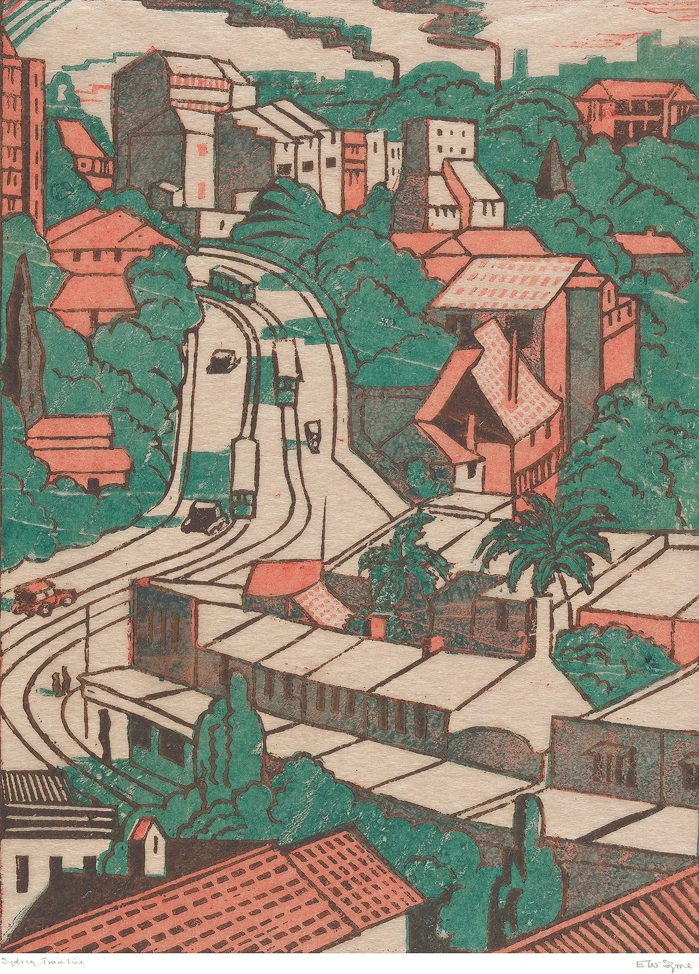 {{ product_title }} Fine Art Print | {{ product_vendor }} Jakero77 Eveline Syme - Sydney Tramline, Australia (1936) - 17" x 22" Fine Art Print Art Print  Jakero77