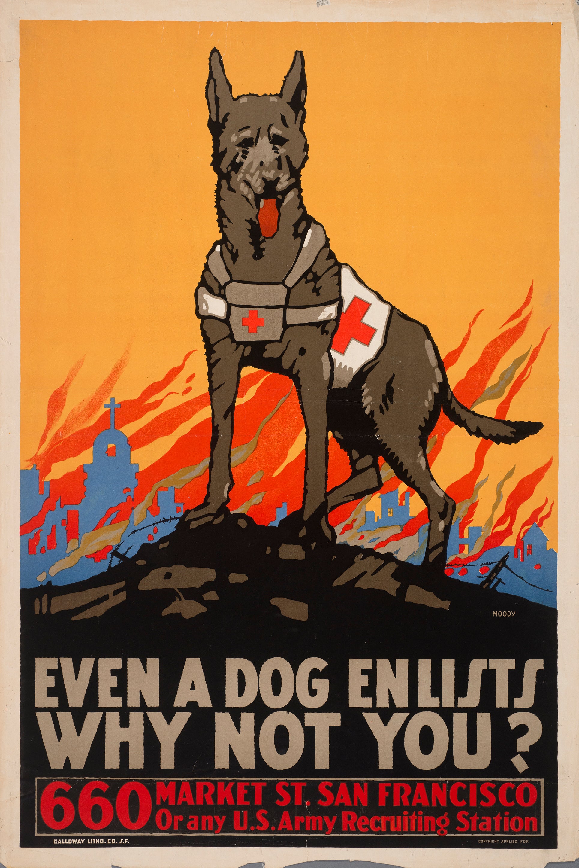 Even a Dog Enlists WWI Recruitment Poster Vintage 1915 Fine Art Print