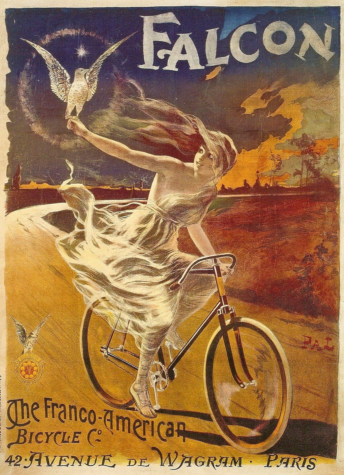 Falcon Franco-American Bicycle Co. Vintage Cycling Poster 1890 Fine Art Print