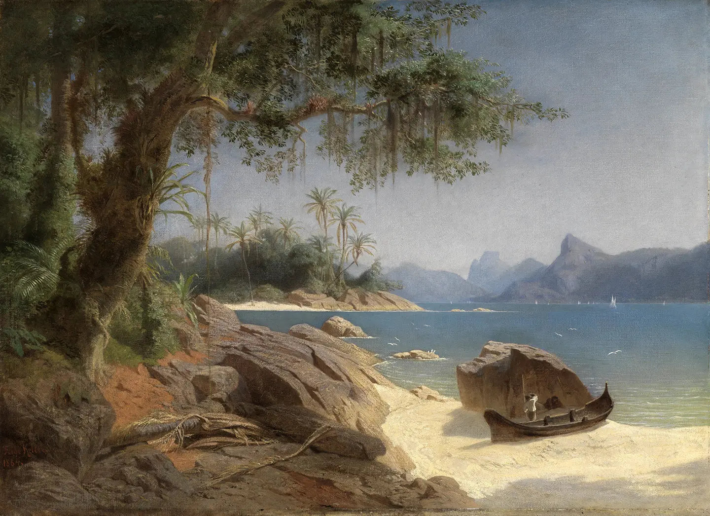 {{ product_title }} Fine Art Print | {{ product_vendor }} Jakero77 Ferdinand Keller - Coastal Landscape Rio de Janeiro (1864) Fine Art Print Art Print  Jakero77
